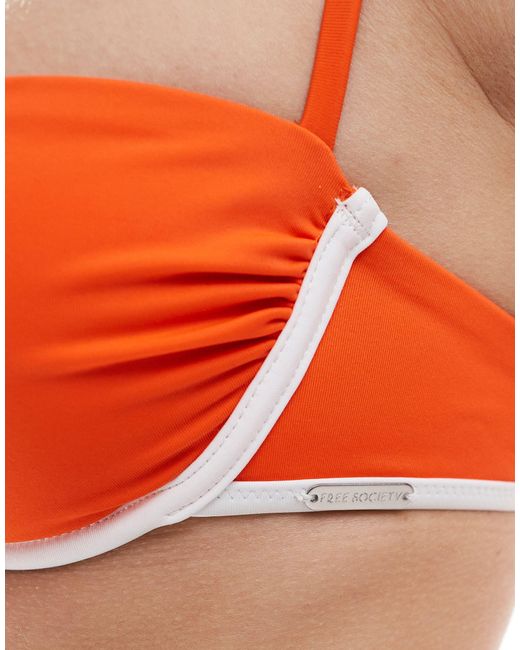 Free Society Orange Contrast Underwire Halter Bandeau Bikini Top