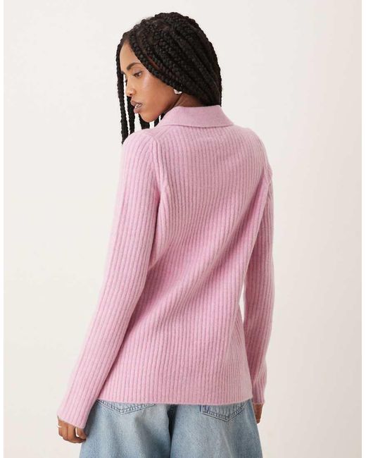 Camicia Aderente Taglio Lungo di ASOS in Pink