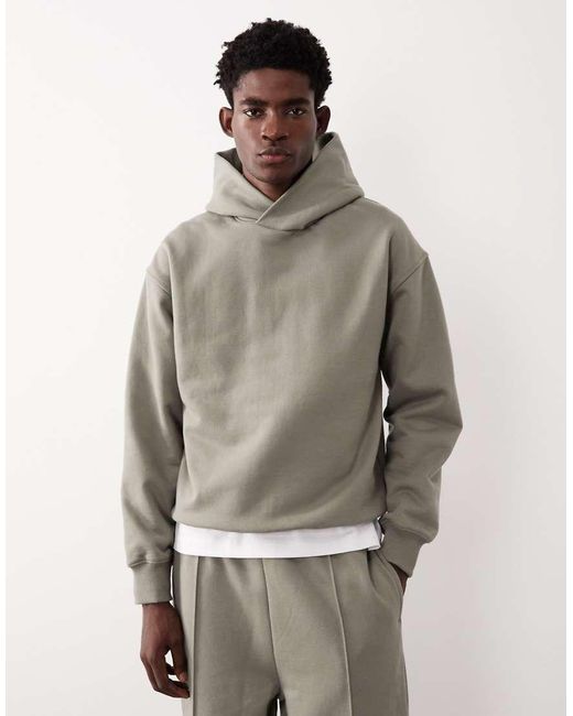 ASOS COLLECTIVE Gray Oversized Super Heavyweight Hoodie for men