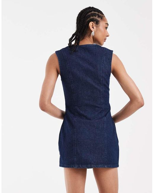 ASOS Blue Denim Button Down Waistcoat Dress