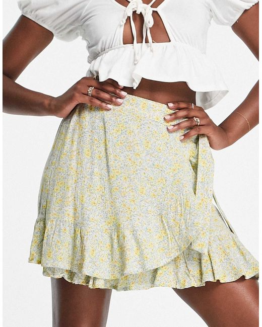 Stradivarius Metallic Str Wrap Mini Skirt With