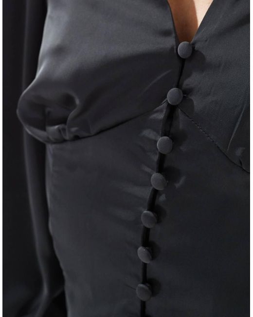 Glamorous Blue V-Neck Button Front Blouse