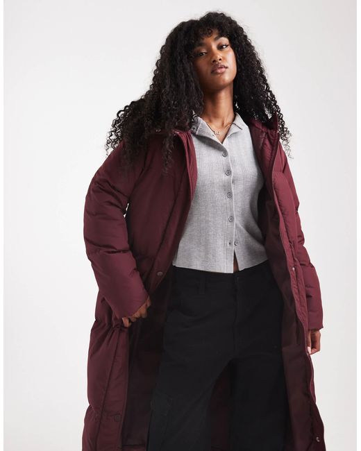 Threadbare Red – maxi-puffermantel
