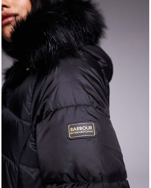 Barbour Blue Anastasia Puffer Jacket With Faux Fur Hood