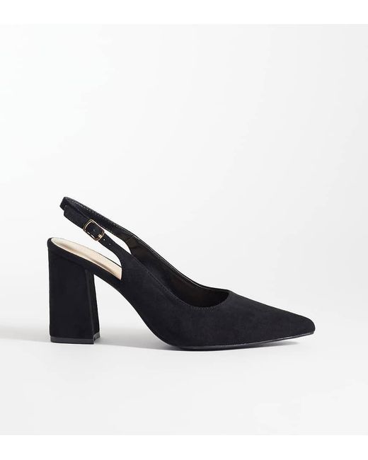 SEQWL Wide Fit Blue Hogan Sling Back Block Heeled Sandals