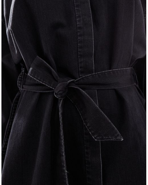 ASOS Black Denim Mini Shirt Dress With Belt