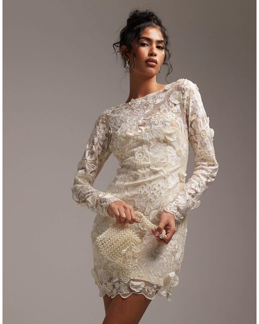 Embroidered long sleeve wedding dress 2025