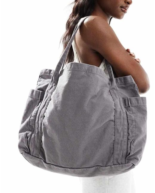 ASOS Gray Oversized Heavyweight Canvas Tote