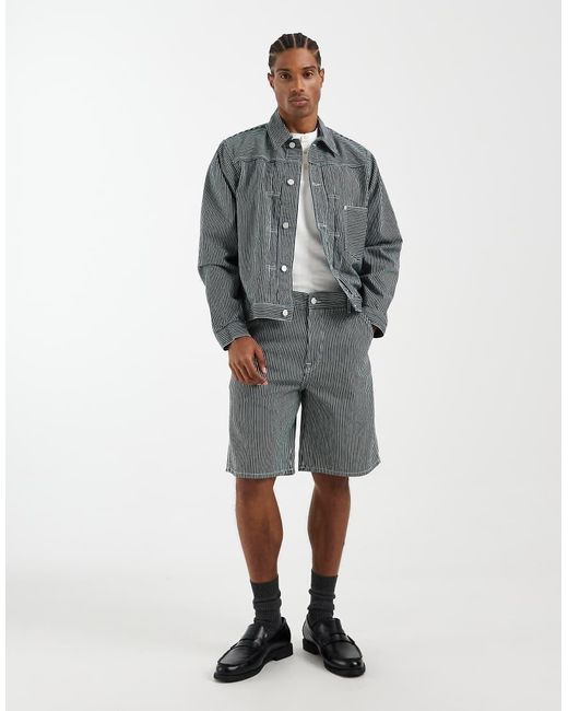 Tommy Hilfiger Gray Stripe Denim Shorts Co-Ord for men