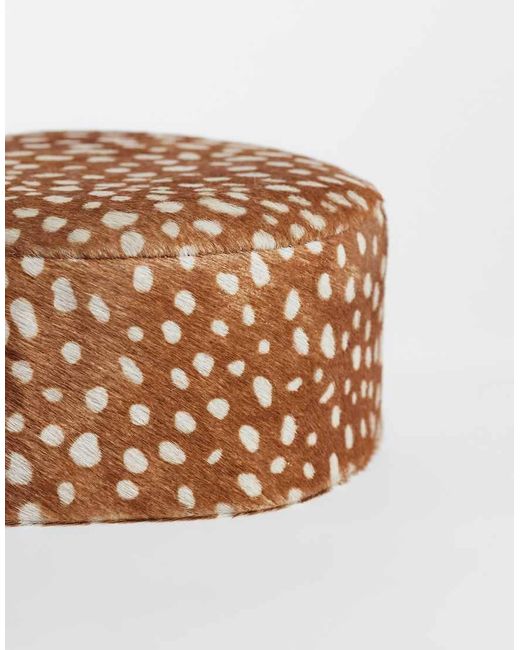 ASOS Multicolor Hair On Leather Pillbox Hat