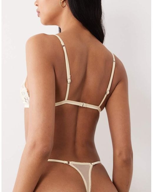 ASOS Yellow Lexie Satin Tanga Thong With Lace Trim