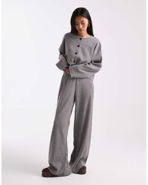 Miss Selfridge Gray Striped Pants - Part Of A Set