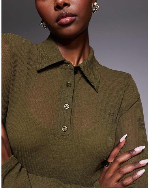 ASOS Green Long Sleeve Double Layer Maxi Dress