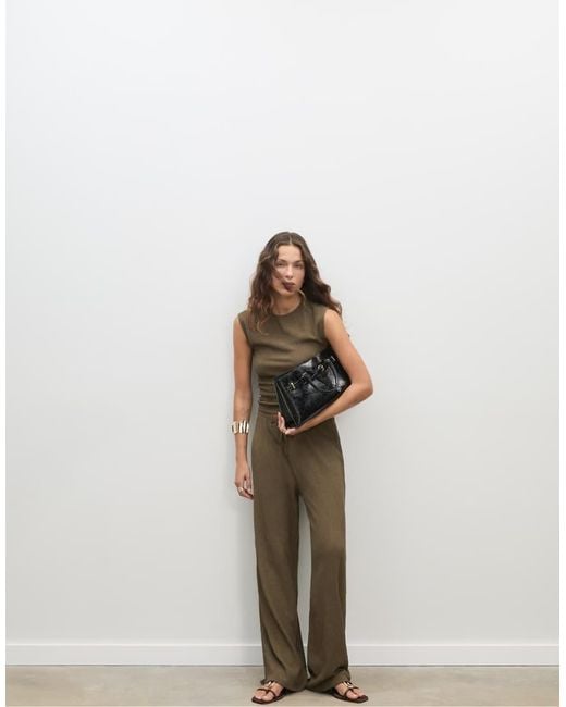 Stradivarius Brown Flowing Creased-effect Trousers