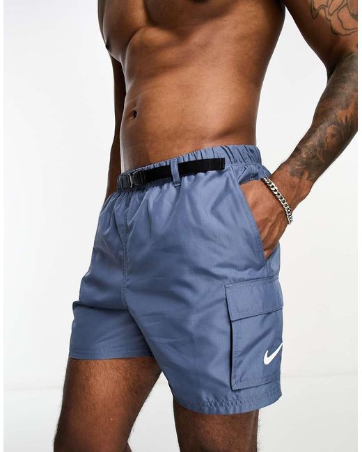 Nike Blue Explore Volley Cargo 5 Inch Swim Shorts for men