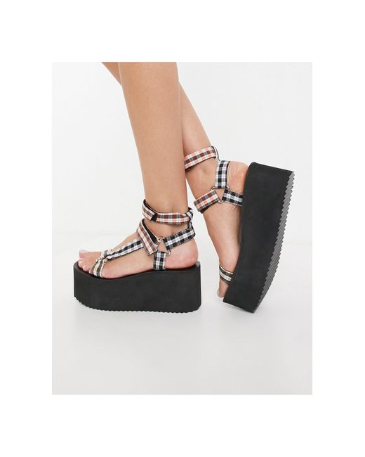 ASOS Tia - Sportieve Schoenen Met Plateauzool En Gingham Ruit - Lyst