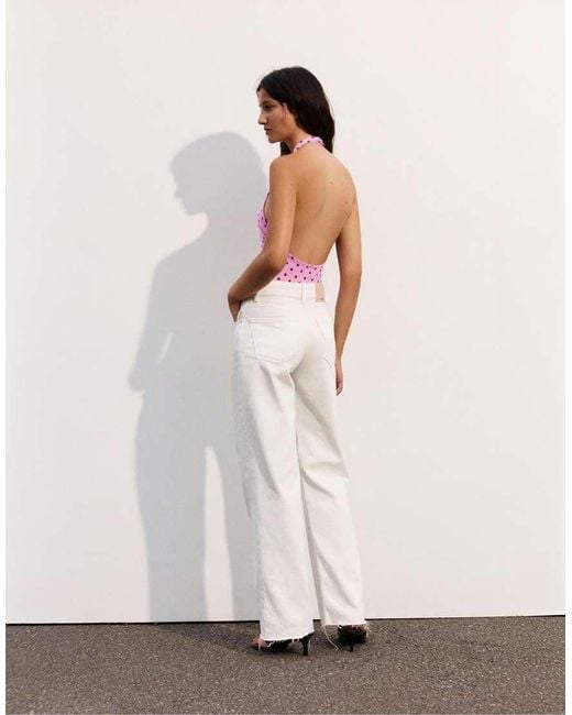 Pull&Bear Pink Gathered Halter Bodysuit