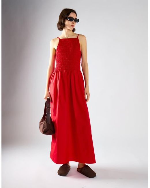 Glamorous Red Shirring Body Maxi Dress