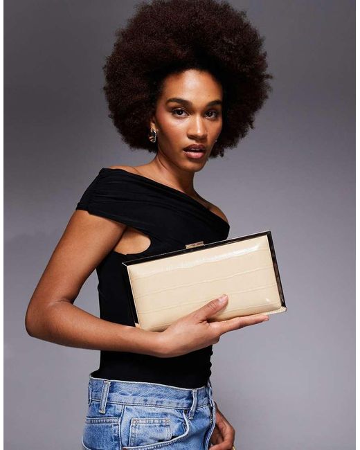 ASOS Black Coated Square Frame Clutch Bag