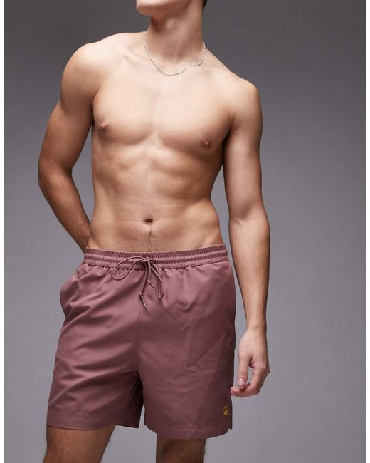 Carhartt Pink Chase Swim Trunks for men