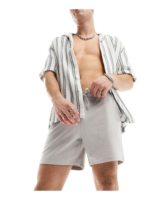 Another Influence White Textured Shorts for men