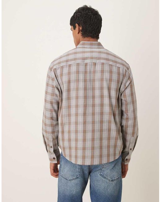 ASOS Natural Relaxed Shirt With Workwear Badge Detail for men