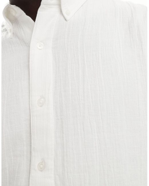 Camisa blanca extragrande vaporosa Abercrombie & Fitch de hombre de color White