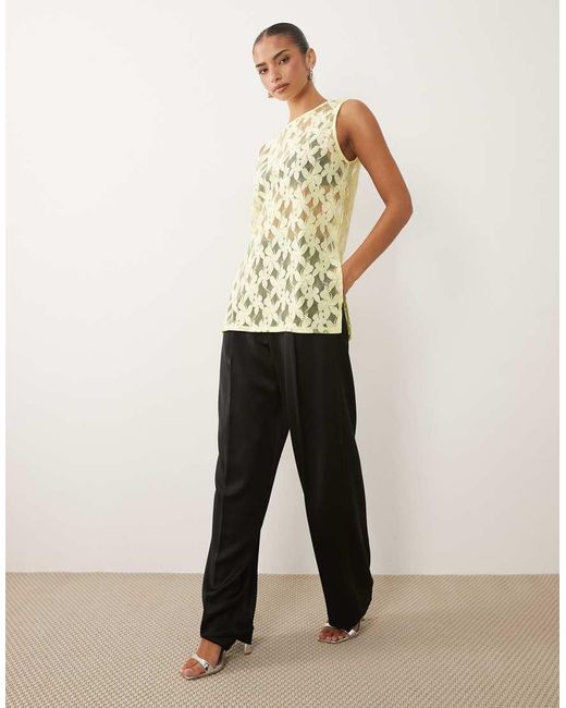 ASOS Yellow Lace Oversized Longline Tank Top