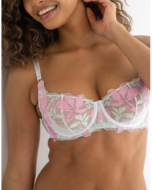 Pour Moi Brown Roxanne Embroidered Non-Padded Underwired Bra B-G