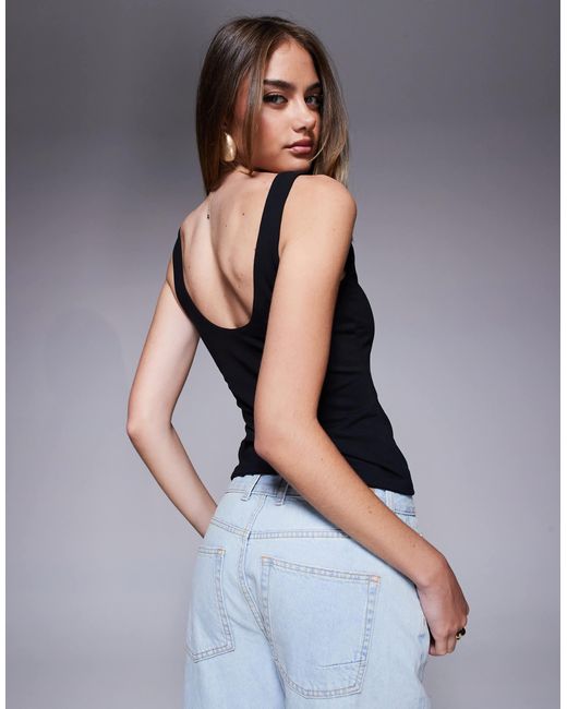 ASOS Blue Double Layer Square Neck Vest Top
