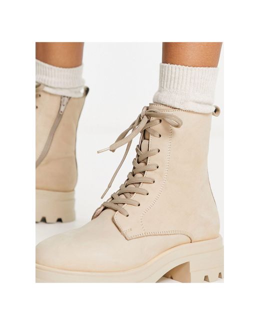 London Rebel Natural Drench Lace Up Boot