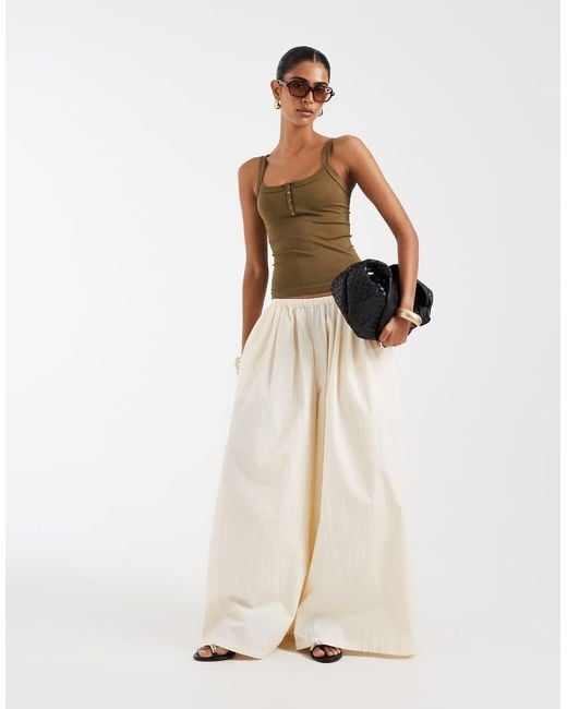ASOS Green Seamless Square Neck Cami With Button Detail