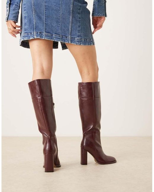 ASOS Natural Courtney Block Heel Knee Boots