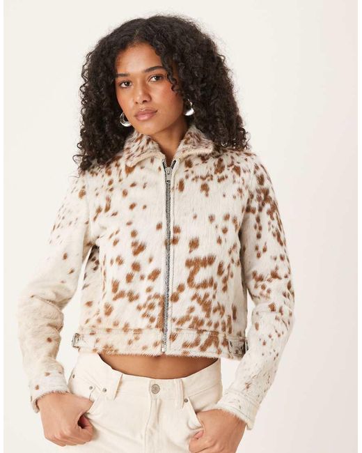 Barney's Originals Natural Real Cow Hide Harrington