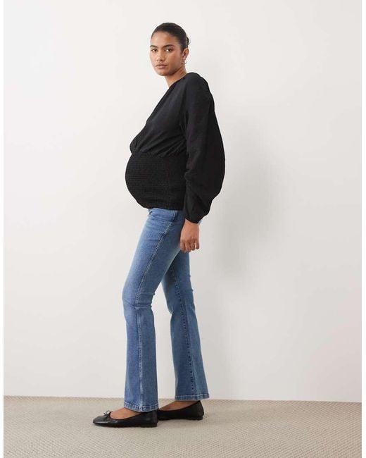 Mama.licious Blue Mamalicious Maternity Over The Bump Flare Jeans