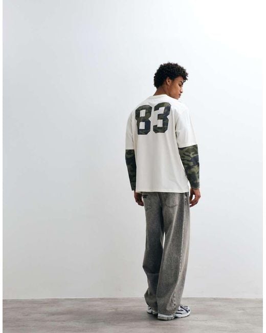 Courtside White Camo Printed Layered Long Sleeve T-shirt for men