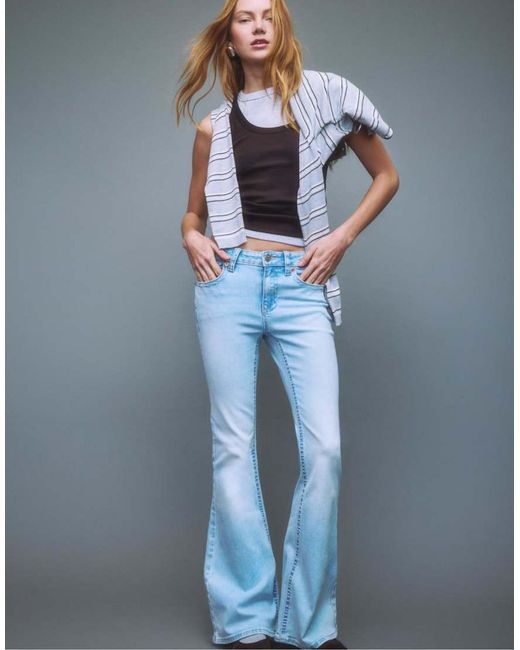 Stradivarius Blue D04 Low Rise Flared Jeans