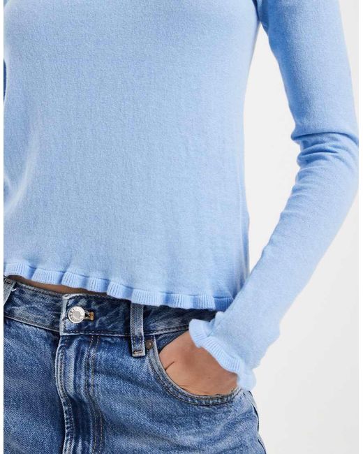 Mango Blue Teen 100% Cotton Cold Shoulder Knitted Top