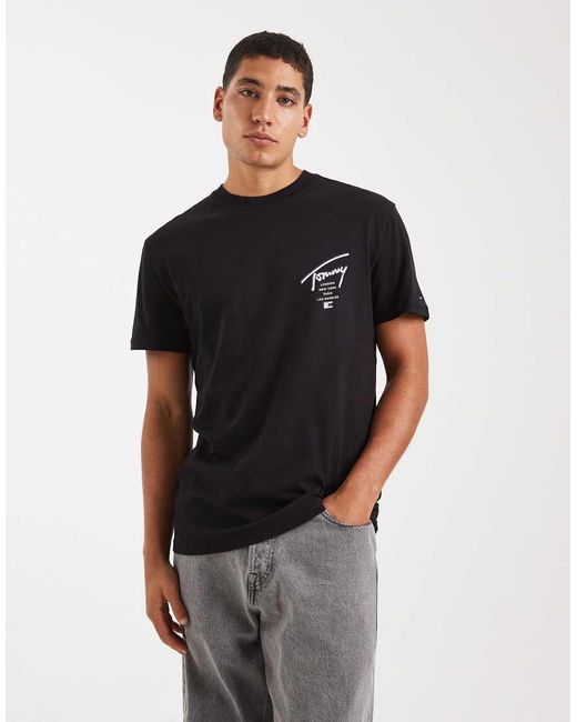 Tommy Hilfiger Black Back Print Signature T-shirt for men