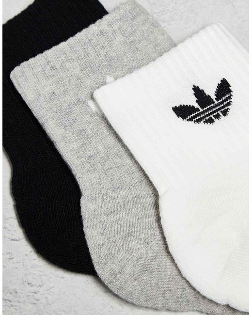 Adidas Originals White 3 Pack Mid Ankle Socks