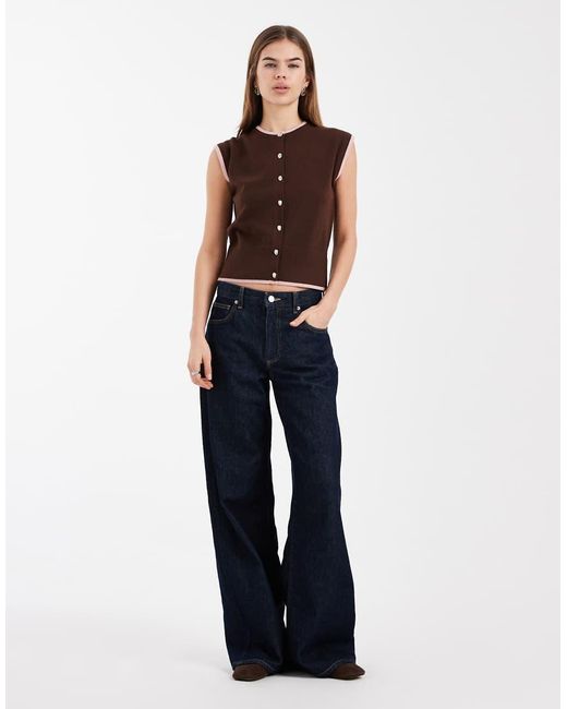 New Look Red Tipped Knitted Waistcoat
