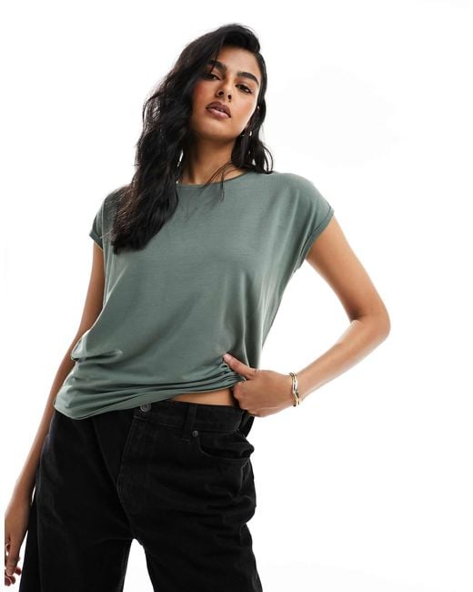 Vero Moda Blue Round Neck T-shirt