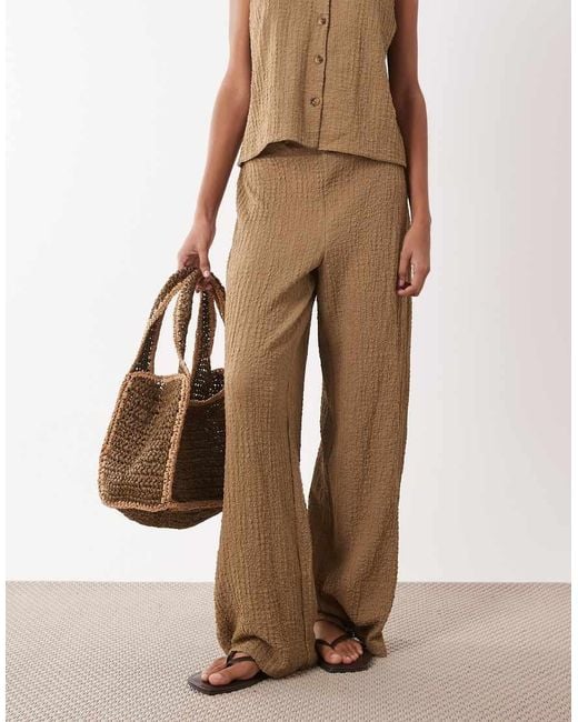 Jdy Brown Textured Tailored Trousers Co-ord