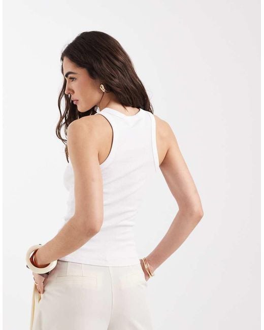 New Look White Racer Singlet