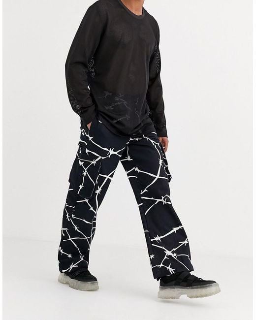 Jaded London Black Barbed Cargo Trousers for men
