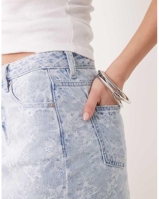 Miss Selfridge Blue Denim Mini Skirt Co-ord With Floral Detail