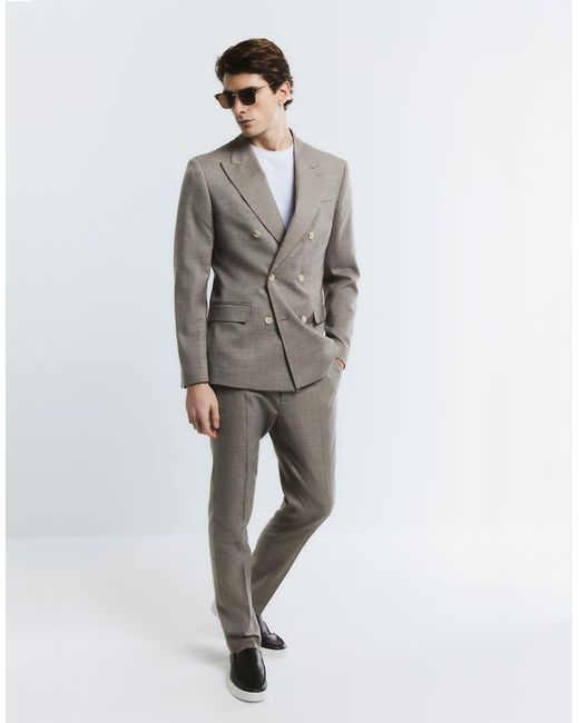 River Island White Skinny Double Breasted Suit Jacket for men