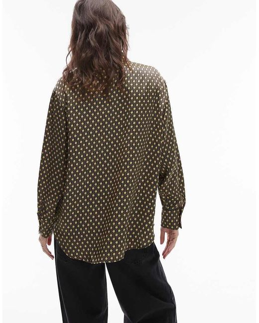 Lacoste Brown Satin Print Shirt