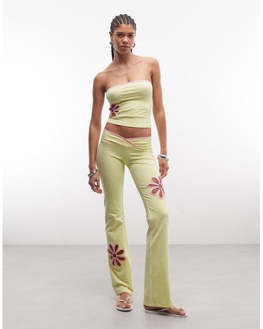 I.AM.GIA Multicolor Daisy Cotton Rich Bandeau Contrast Floral Cutout Top Co-ord