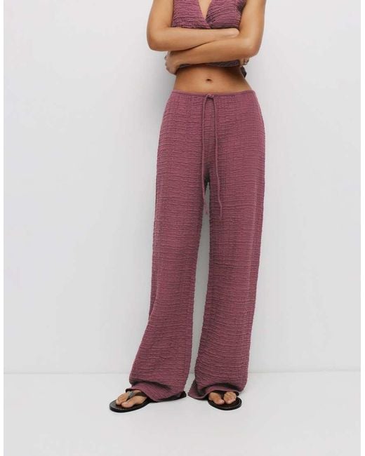 Pull&Bear Rustieke Broek Met Kreukeffect in het Pink